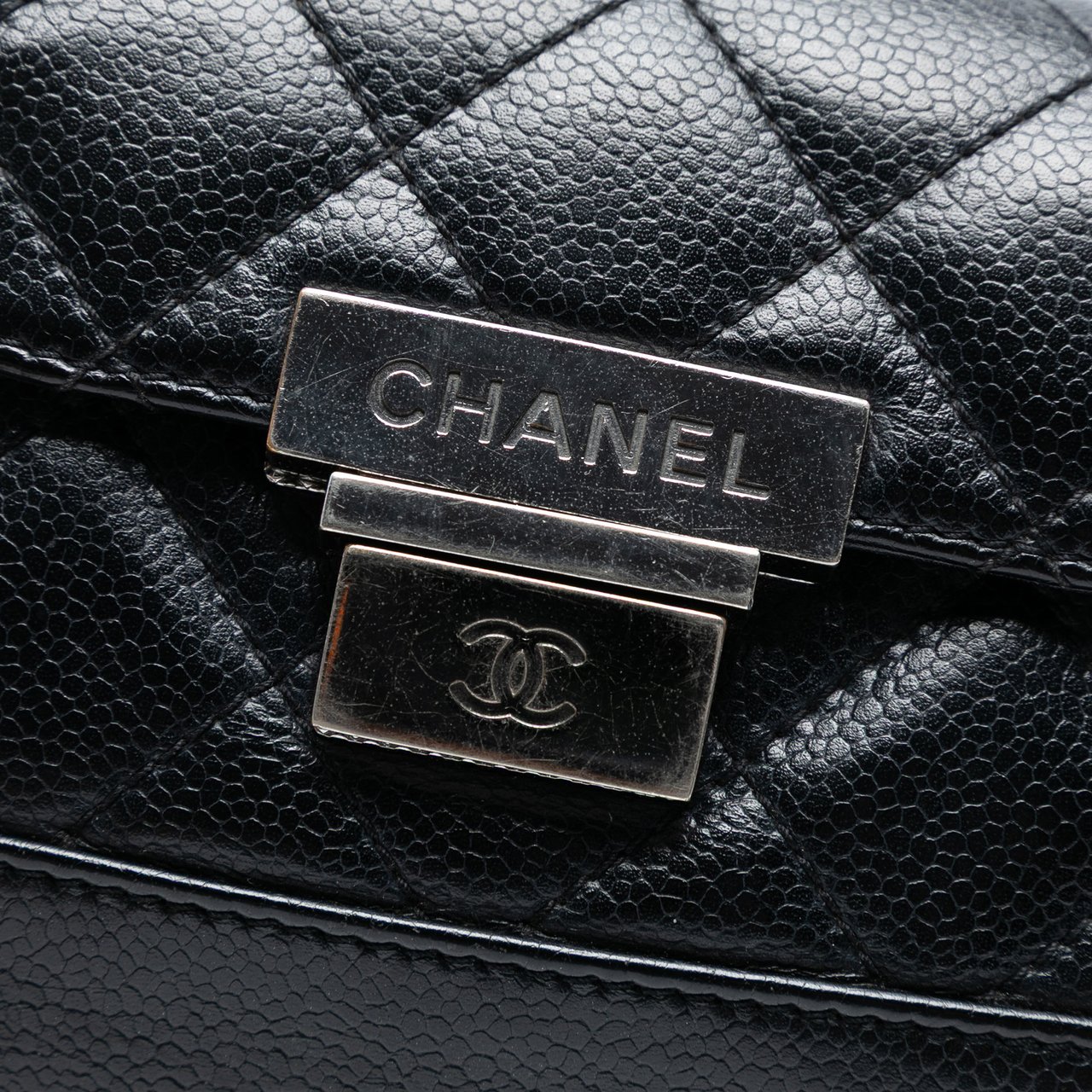 Chanel Mini Quilted Caviar Accordion Flap Zwart