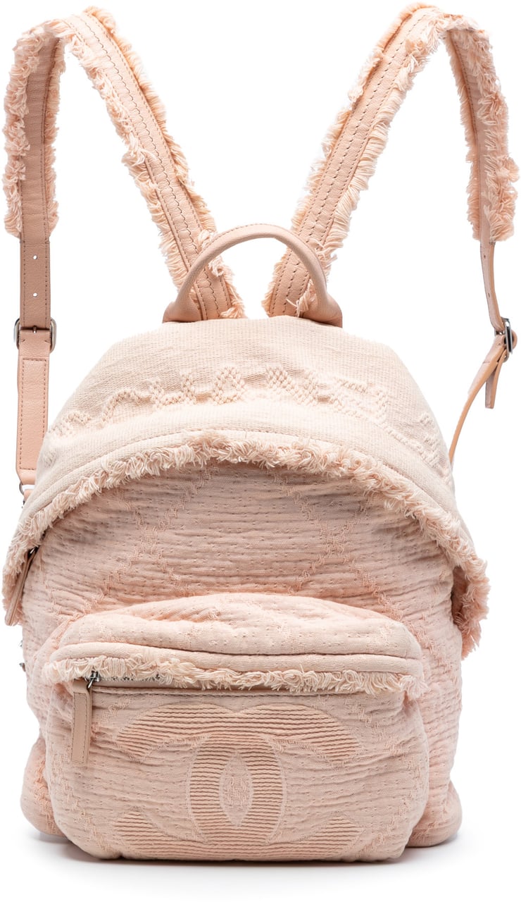 Chanel Quilted Canvas Front Pocket Fringe Backpack Roze