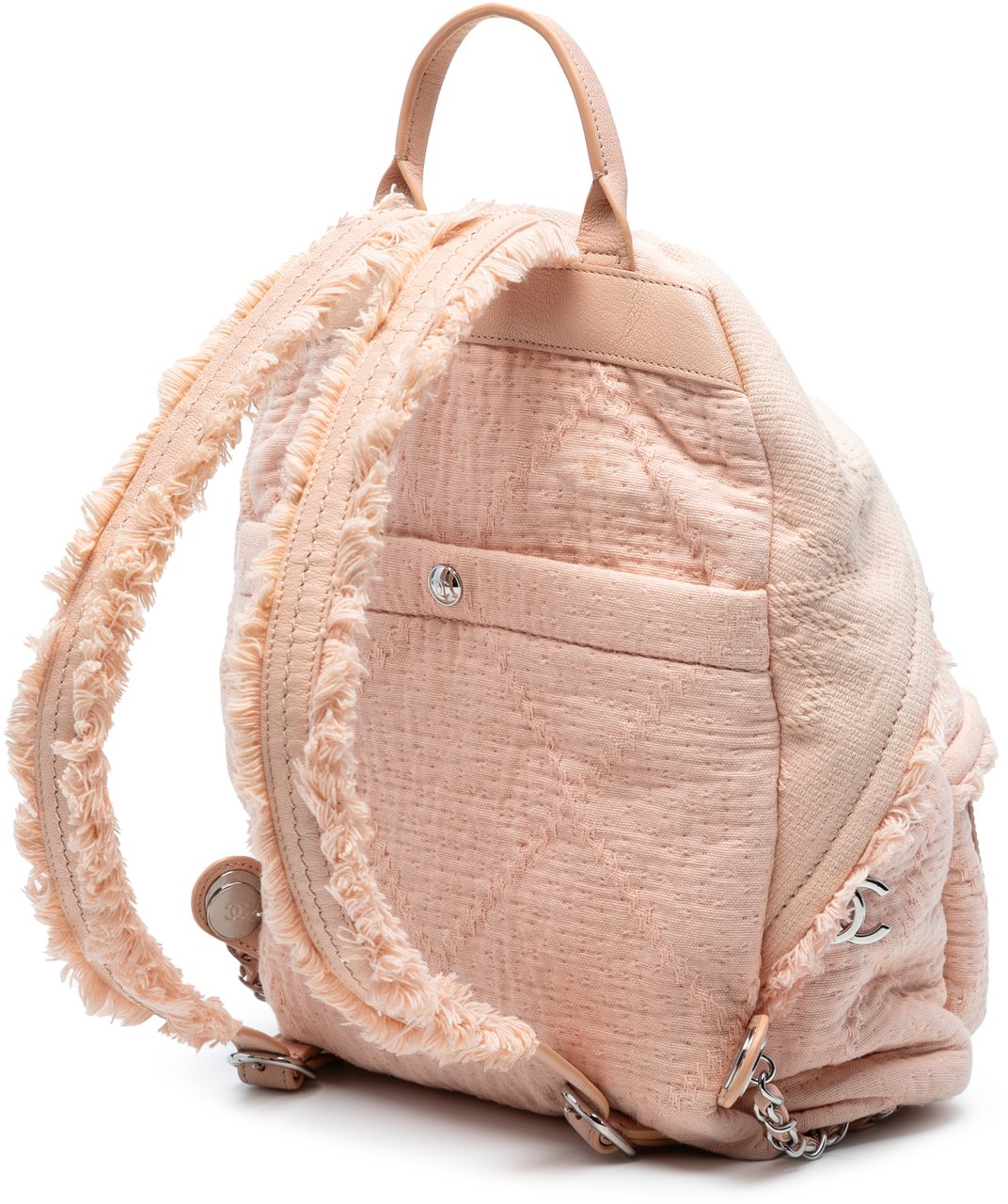 Chanel Quilted Canvas Front Pocket Fringe Backpack Roze