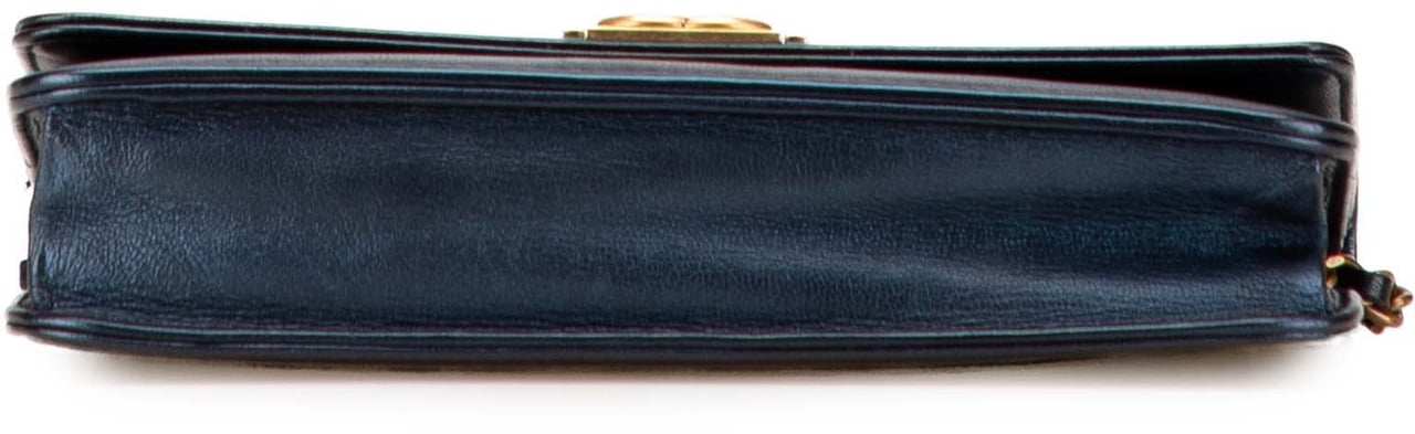 Chanel Calfskin Double Stitch Boy Wallet On Chain Blauw