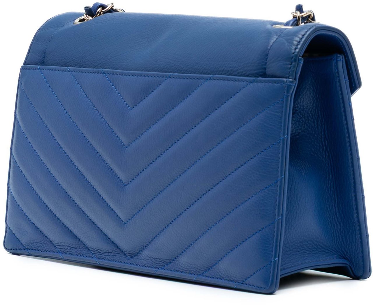 Chanel Medium CC Chevron Calfskin Envelope Flap Blauw