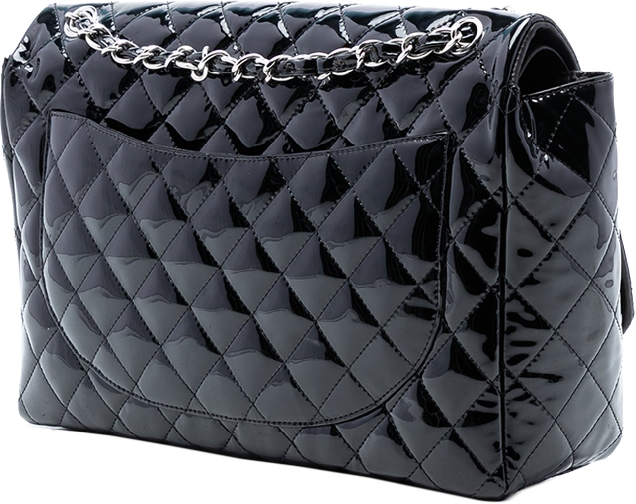 Chanel Maxi Classic Patent Double Flap Zwart