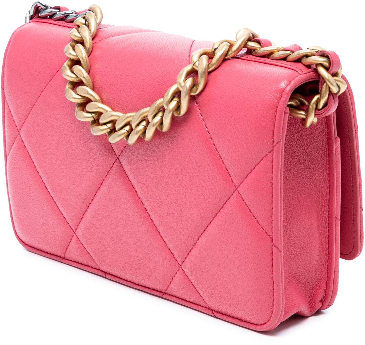 Chanel Quilted Lambskin 19 Wallet on Chain Roze