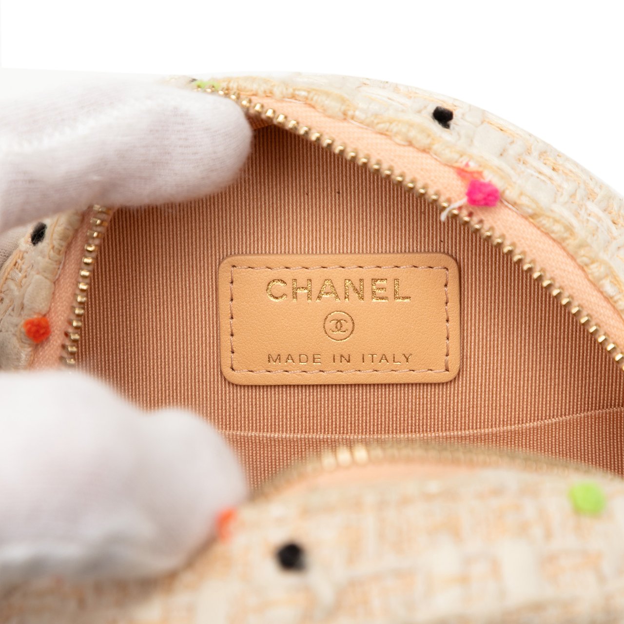 Chanel CC Quilted Tweed Round Crossbody Bruin