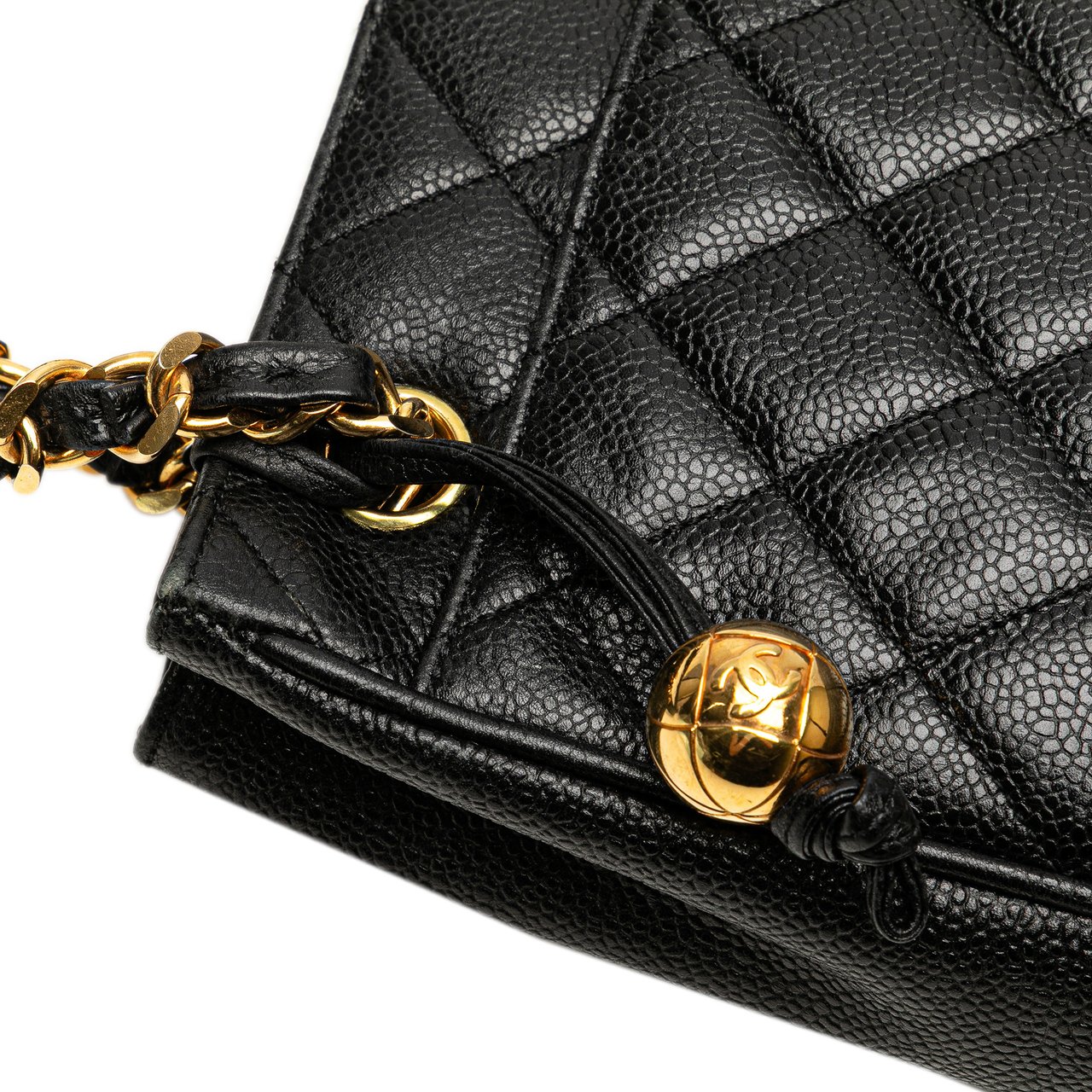 Chanel Quilted Caviar Chain Tote Zwart