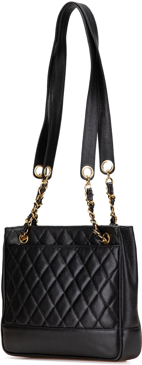 Chanel Quilted Caviar Chain Tote Zwart