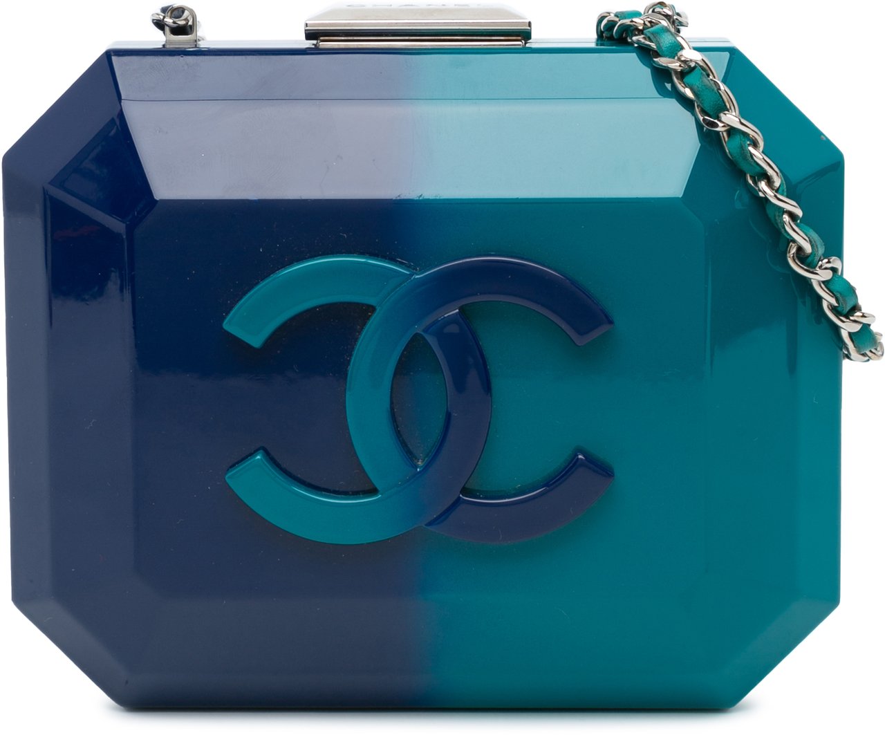 Chanel CC Ombre Acrylic Clutch on Chain Blauw