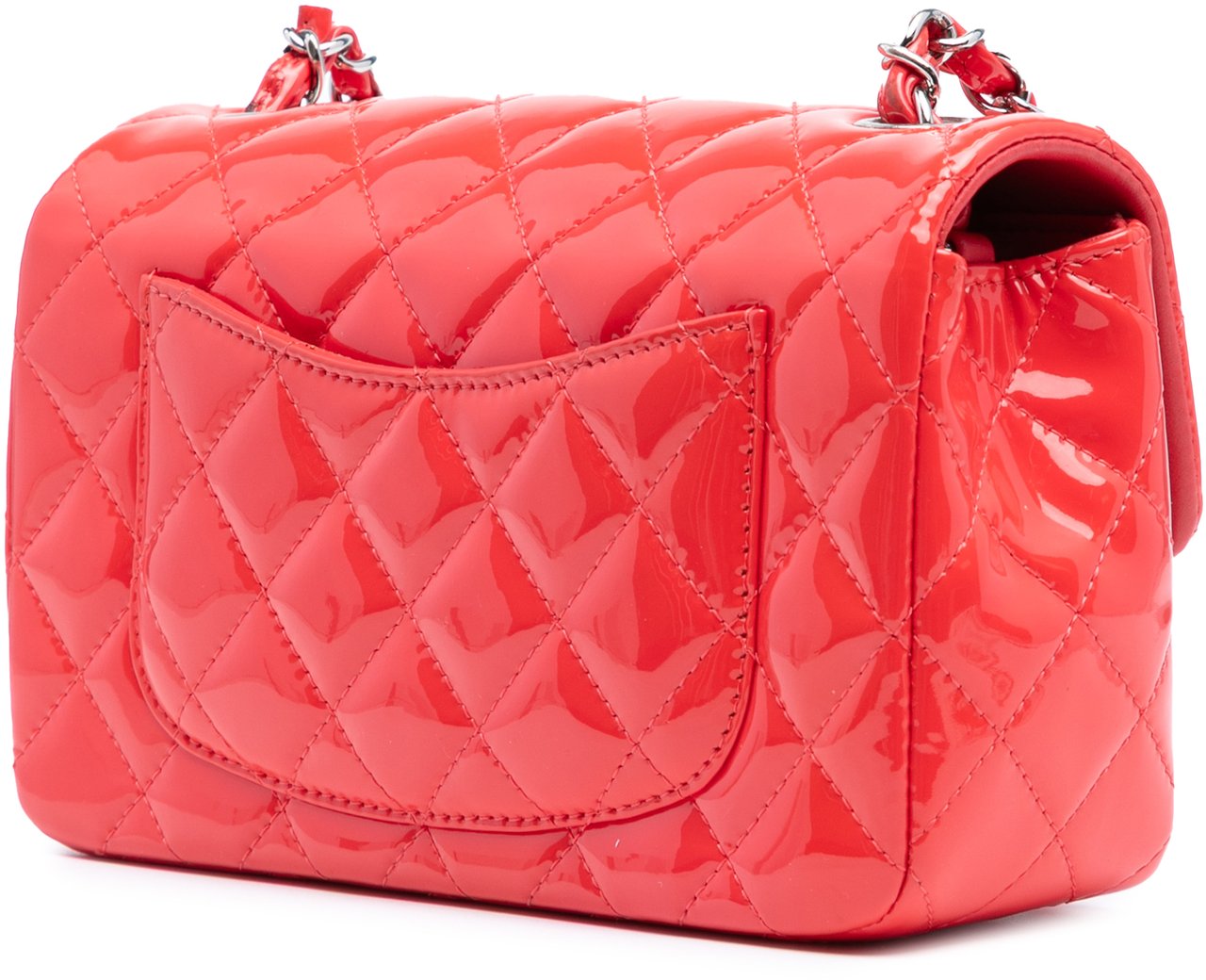 Chanel Mini Rectangular Classic Patent Single Flap Rood