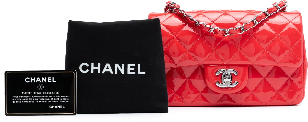 Chanel Mini Rectangular Classic Patent Single Flap Rood