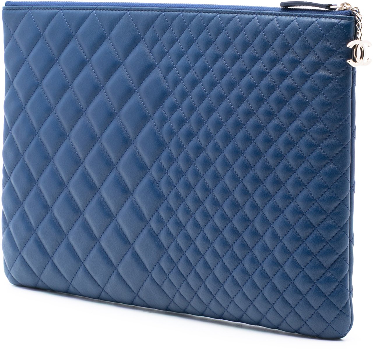 Chanel CC Bi Quilted Lambskin O Case Clutch Blauw