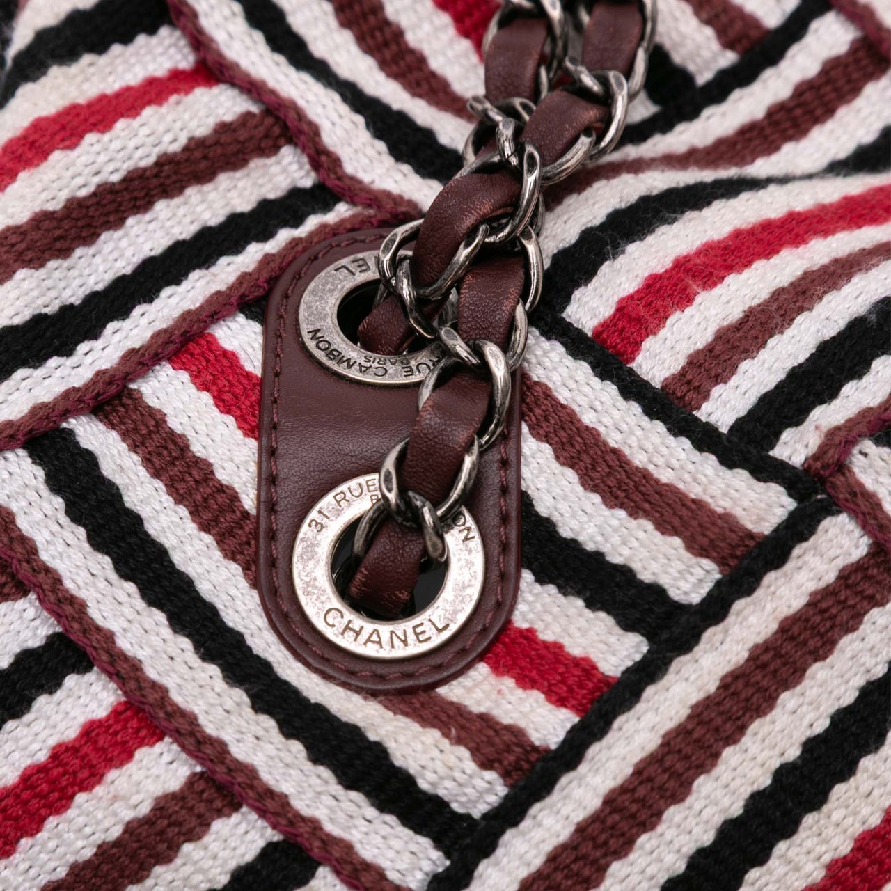 Chanel CC Canvas Stripe Flap Wit