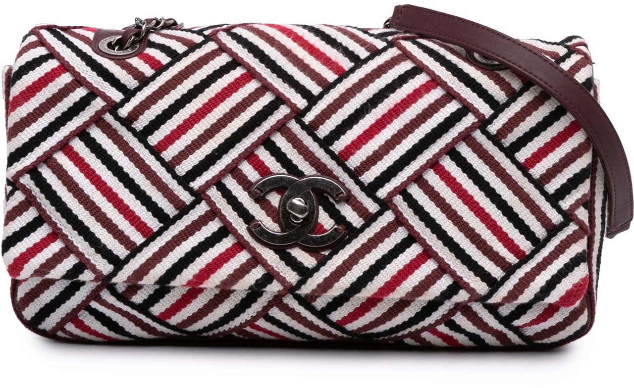 Chanel CC Canvas Stripe Flap Wit