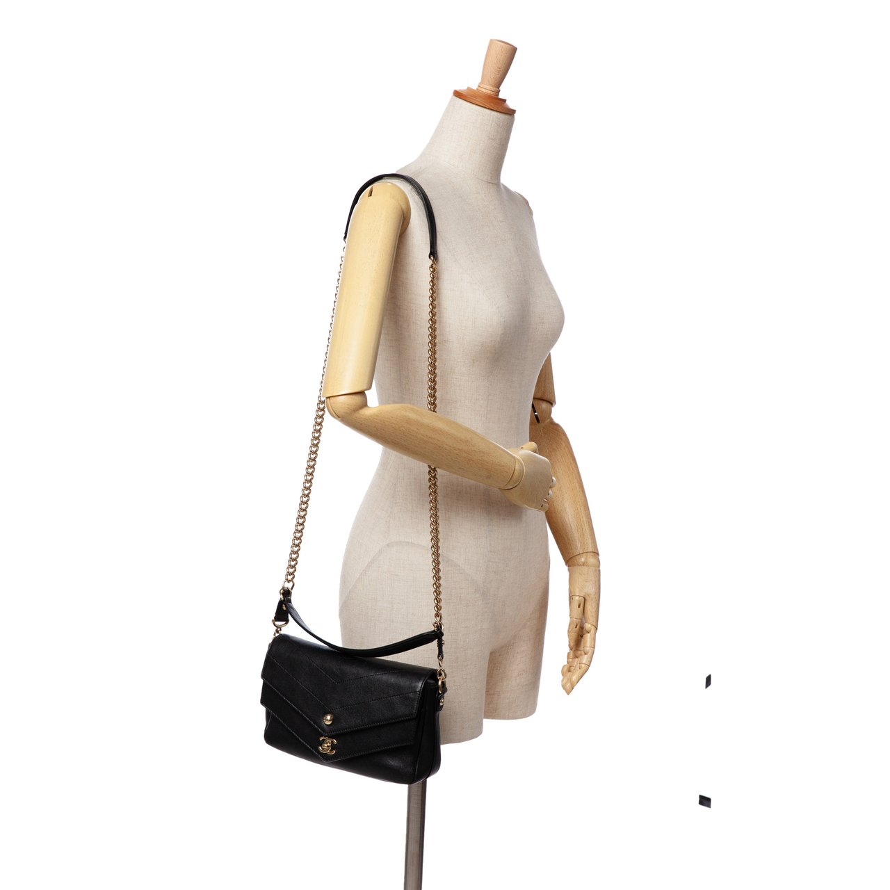 Chanel Mini Quilted Sheepskin Double Chevron Flap Zwart