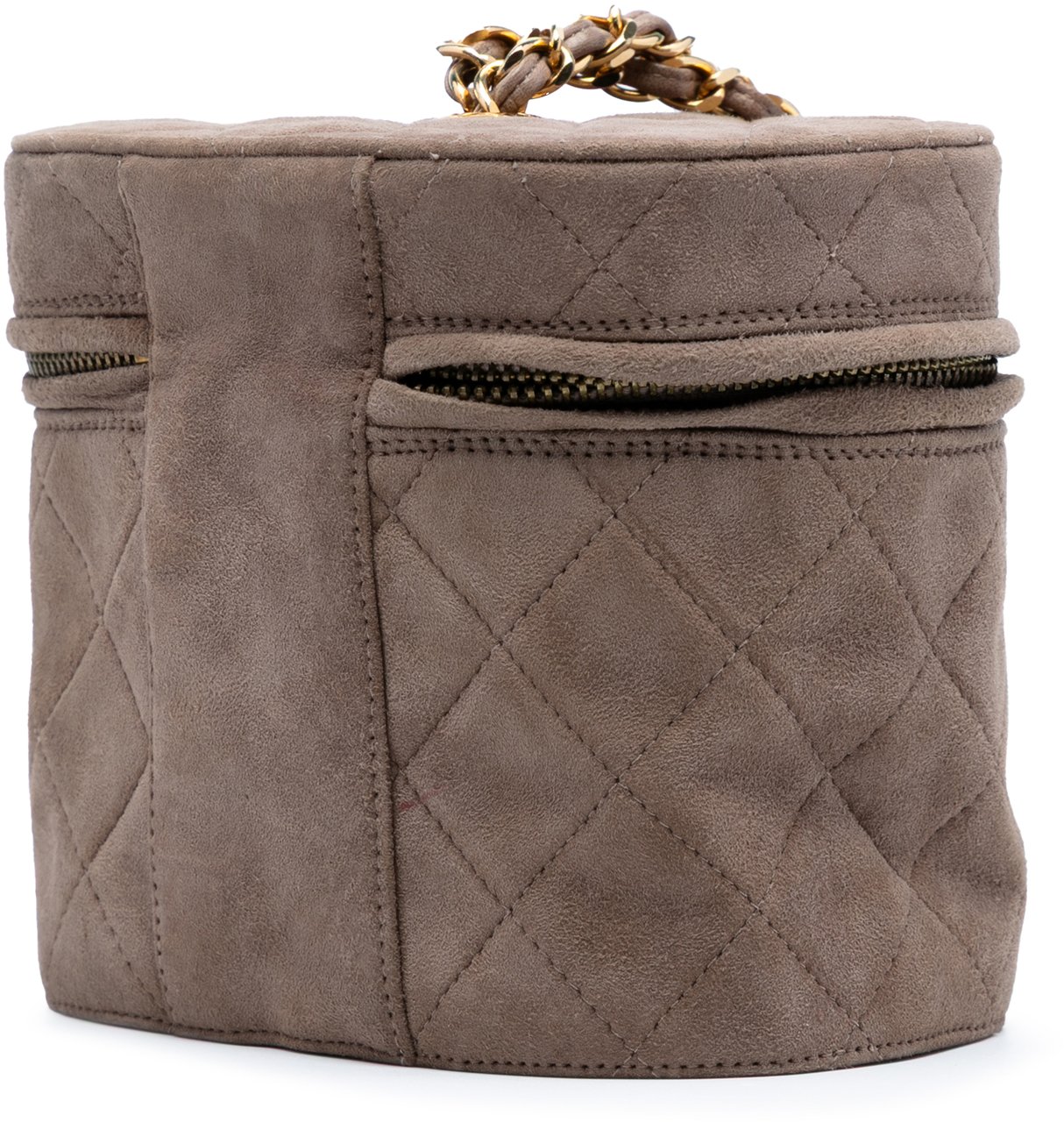 Chanel Quilted Suede Tassel Vanity Bag Bruin