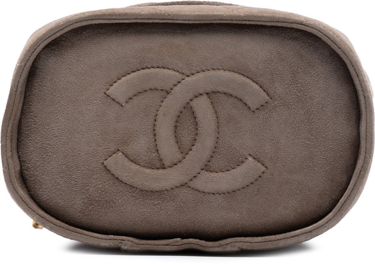 Chanel Quilted Suede Tassel Vanity Bag Bruin