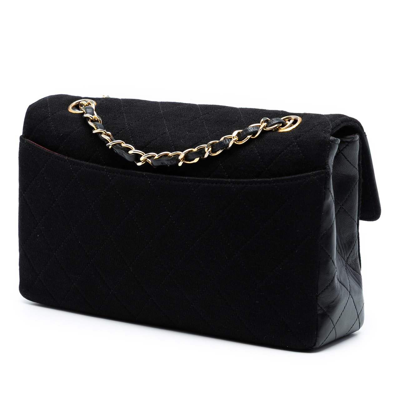 Chanel CC Quilted Jersey and Lambskin Flap Zwart