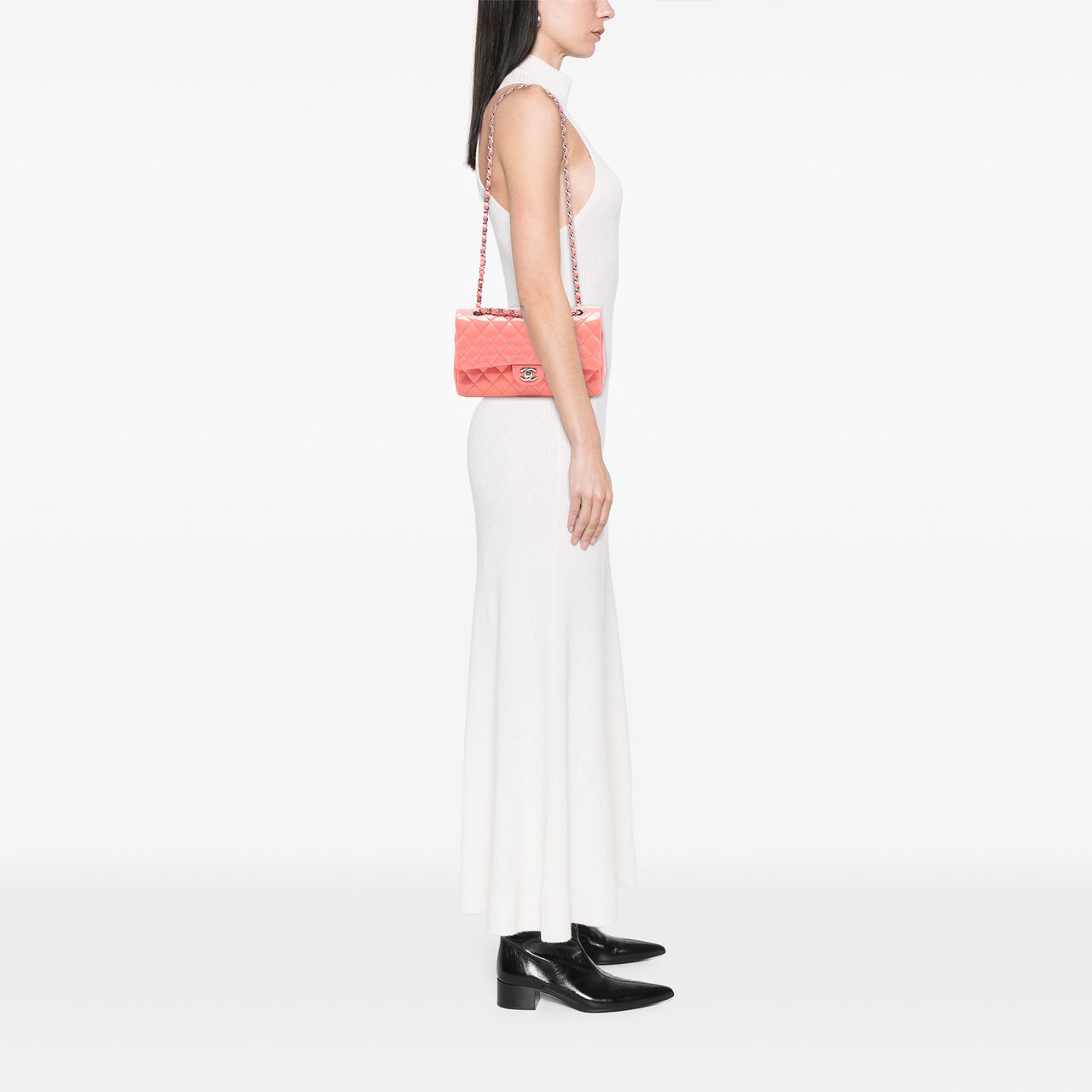 Chanel Medium Classic Patent Double Flap Roze