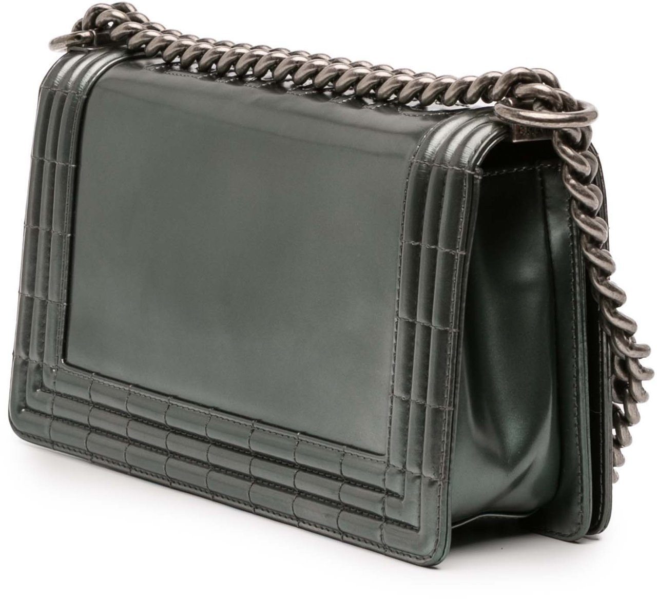 Chanel Old Medium Metallic Lambskin Boy Reverso Flap Groen