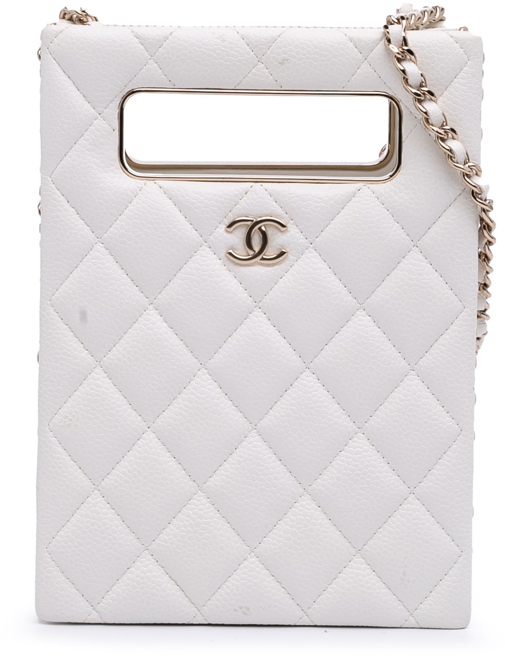 Chanel Mini Quilted Caviar Cut Out Evening Tote Wit