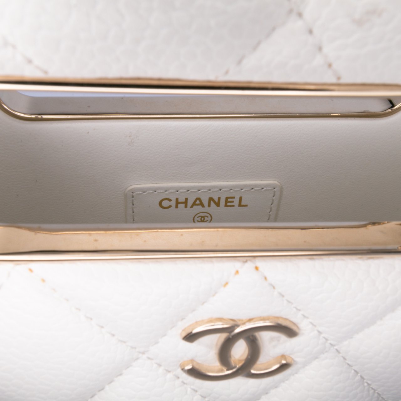 Chanel Mini Quilted Caviar Cut Out Evening Tote Wit