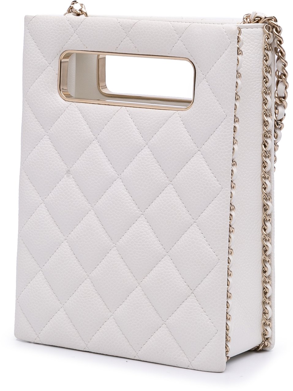 Chanel Mini Quilted Caviar Cut Out Evening Tote Wit