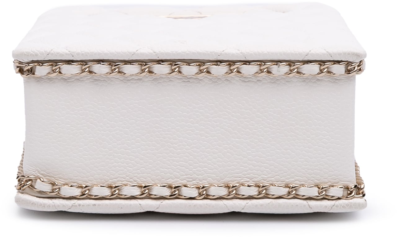 Chanel Mini Quilted Caviar Cut Out Evening Tote Wit