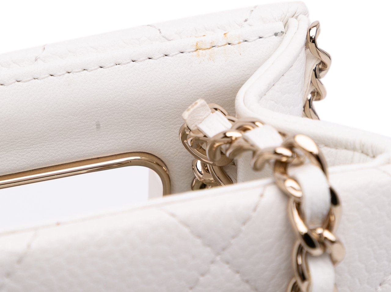 Chanel Mini Quilted Caviar Cut Out Evening Tote Wit