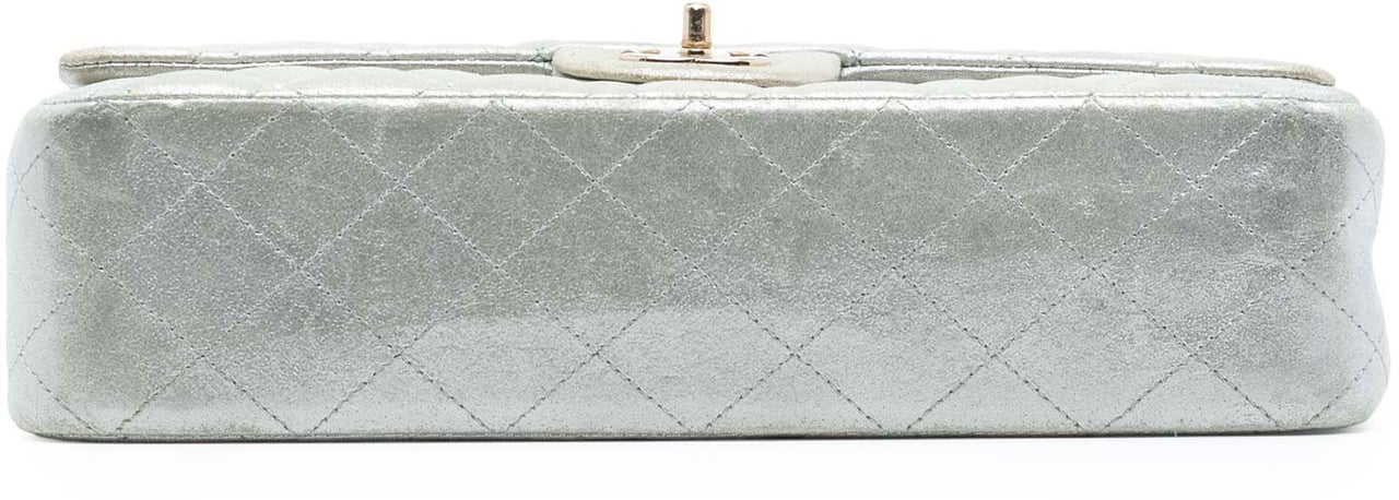 Chanel Medium Classic Iridescent Lambskin Double Flap Zilver