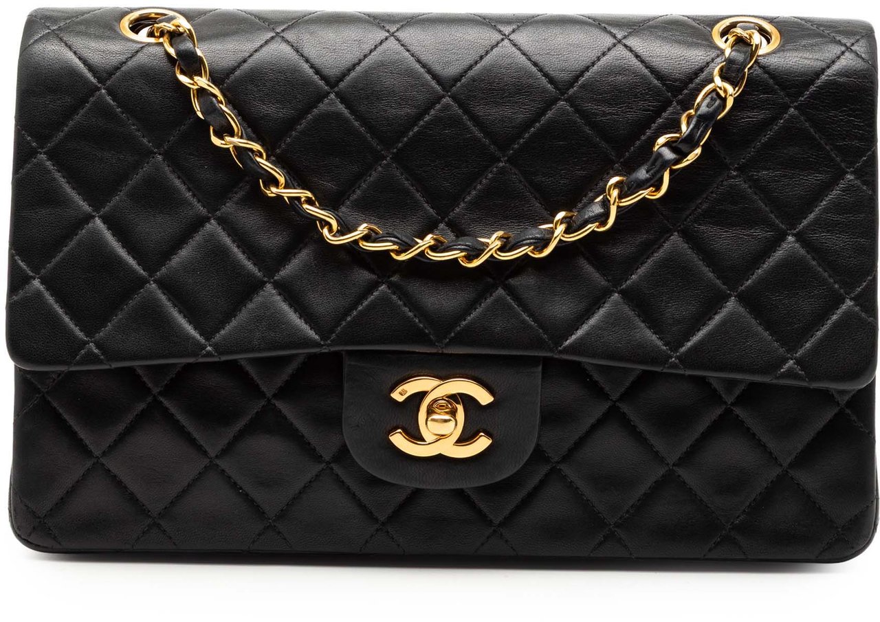 Chanel Medium Classic Lambskin Double Flap Zwart