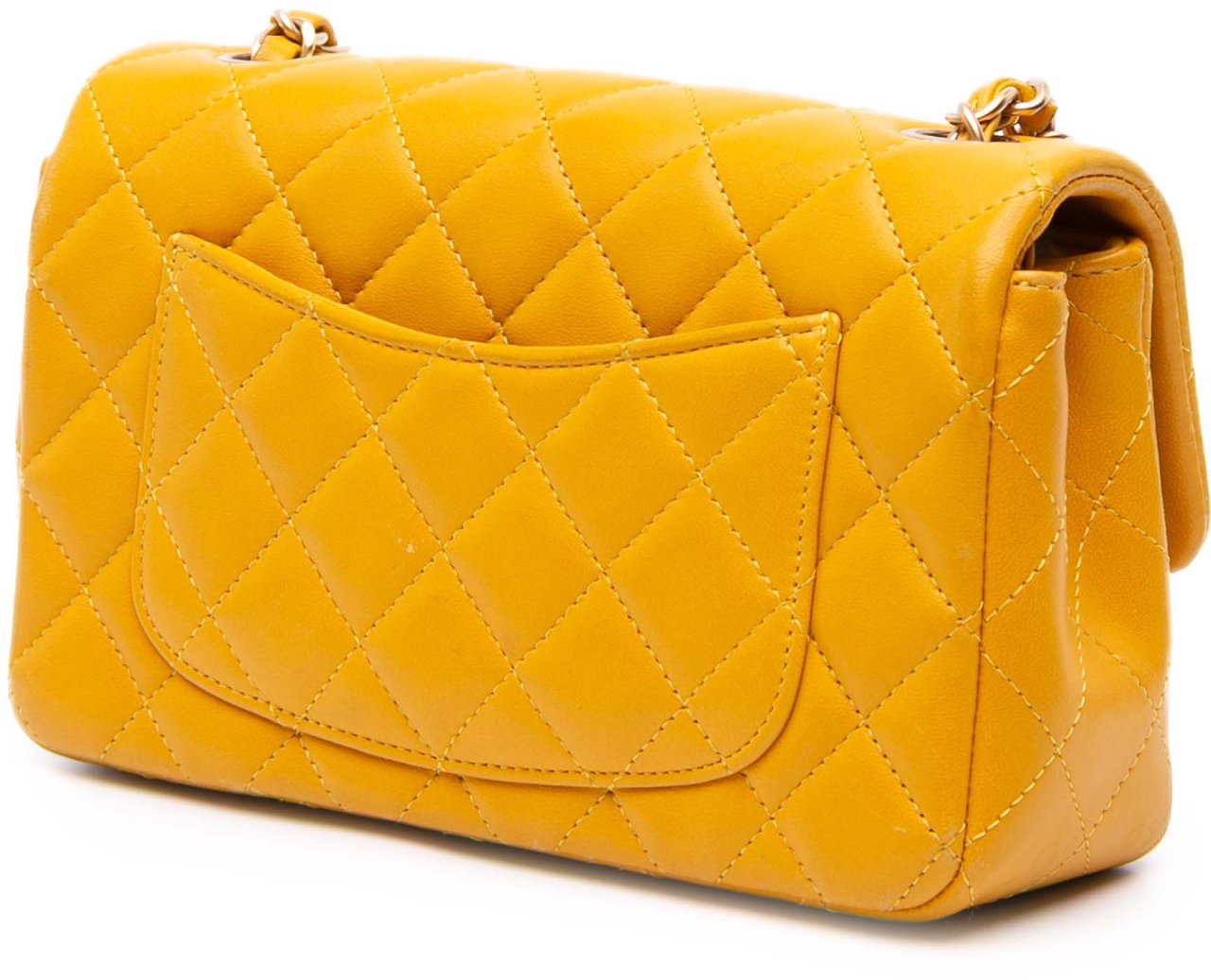 Chanel Mini Rectangular Classic Lambskin Single Flap Geel