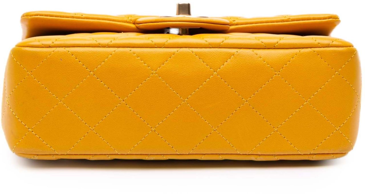 Chanel Mini Rectangular Classic Lambskin Single Flap Geel