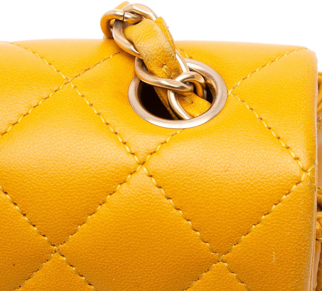 Chanel Mini Rectangular Classic Lambskin Single Flap Geel