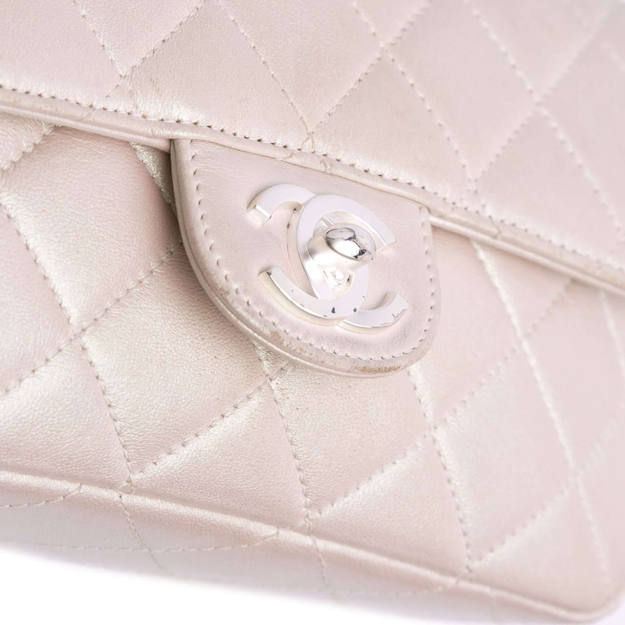 Chanel Mini Rectangular Classic Iridescent Lambskin Single Flap Wit