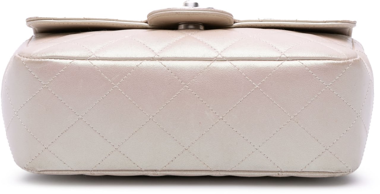 Chanel Mini Rectangular Classic Iridescent Lambskin Single Flap Wit