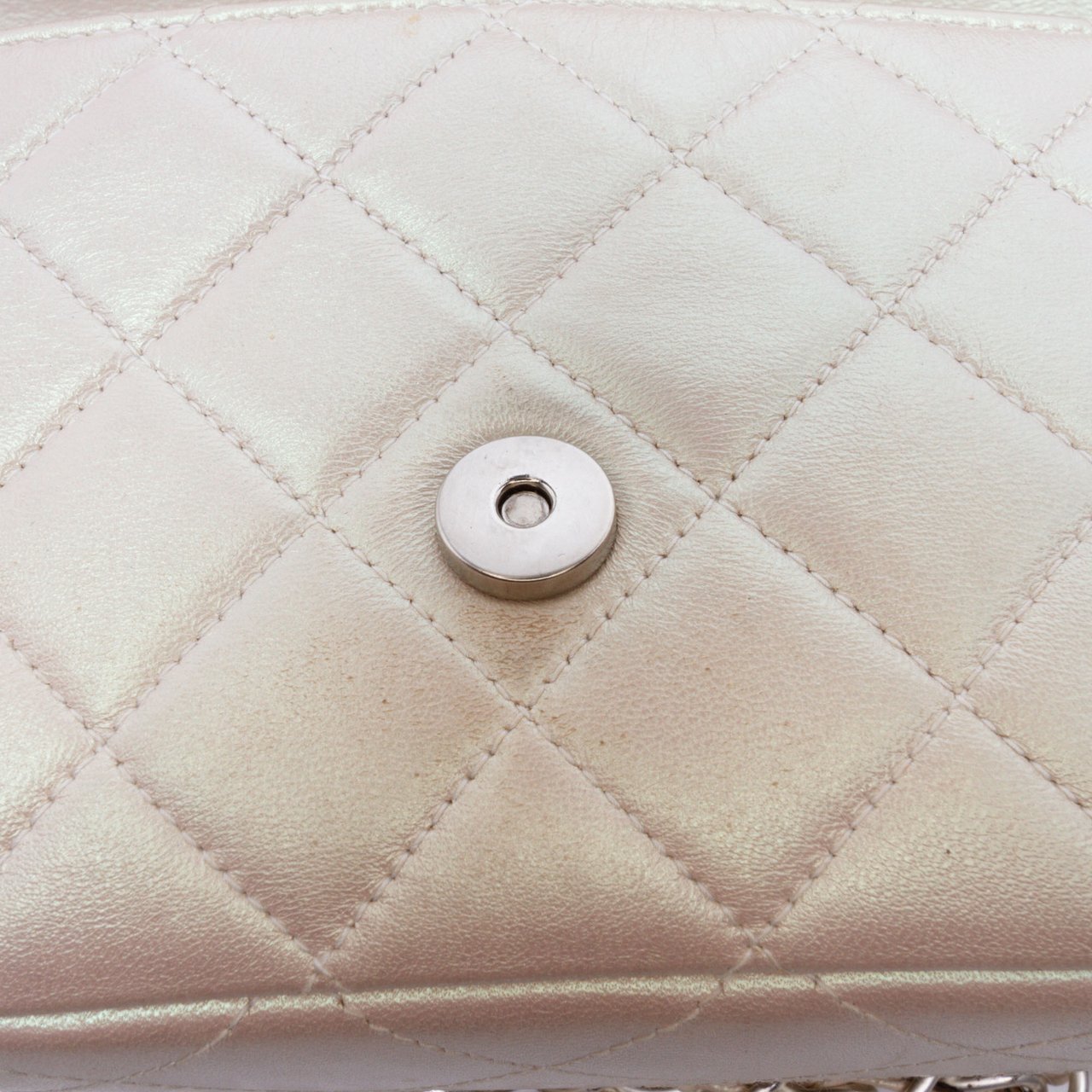 Chanel Mini Rectangular Classic Iridescent Lambskin Single Flap Wit