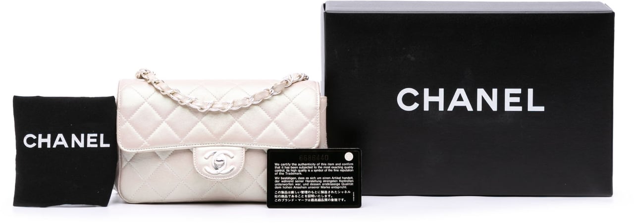 Chanel Mini Rectangular Classic Iridescent Lambskin Single Flap Wit