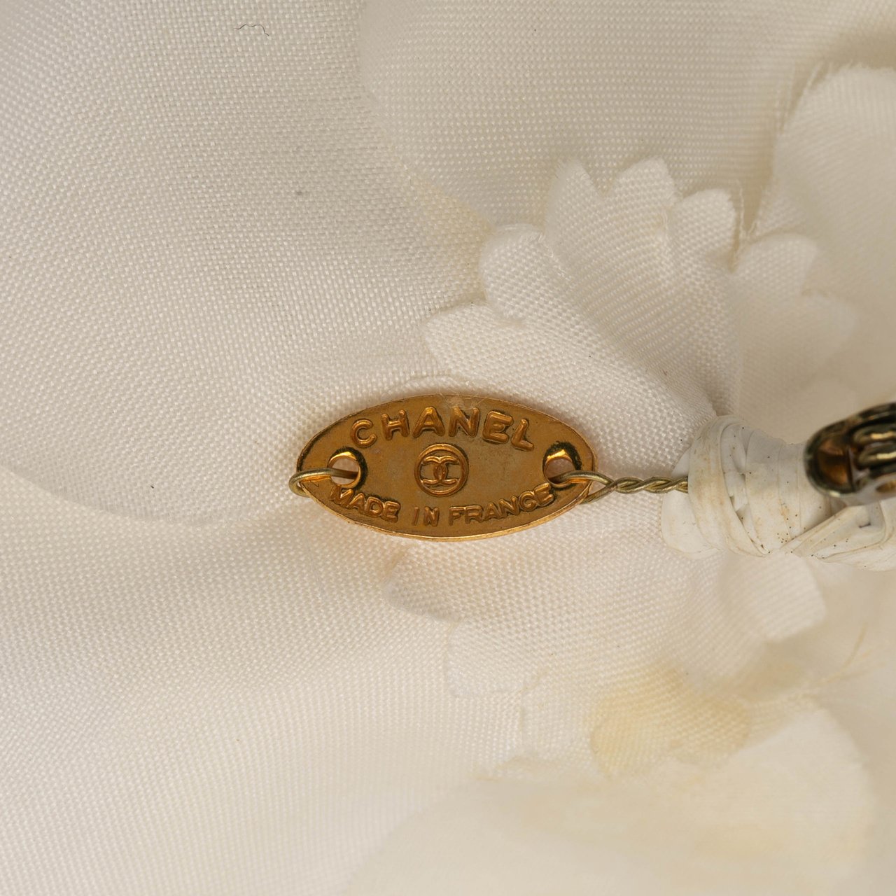 Chanel Canvas Camellia Brooch Wit