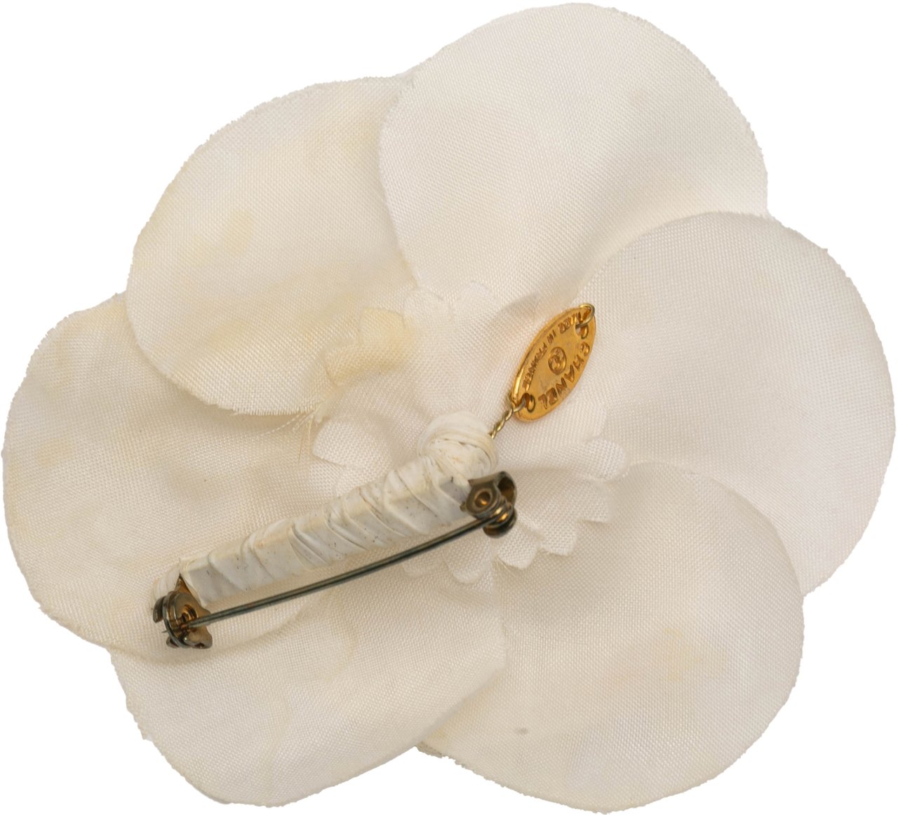Chanel Canvas Camellia Brooch Wit
