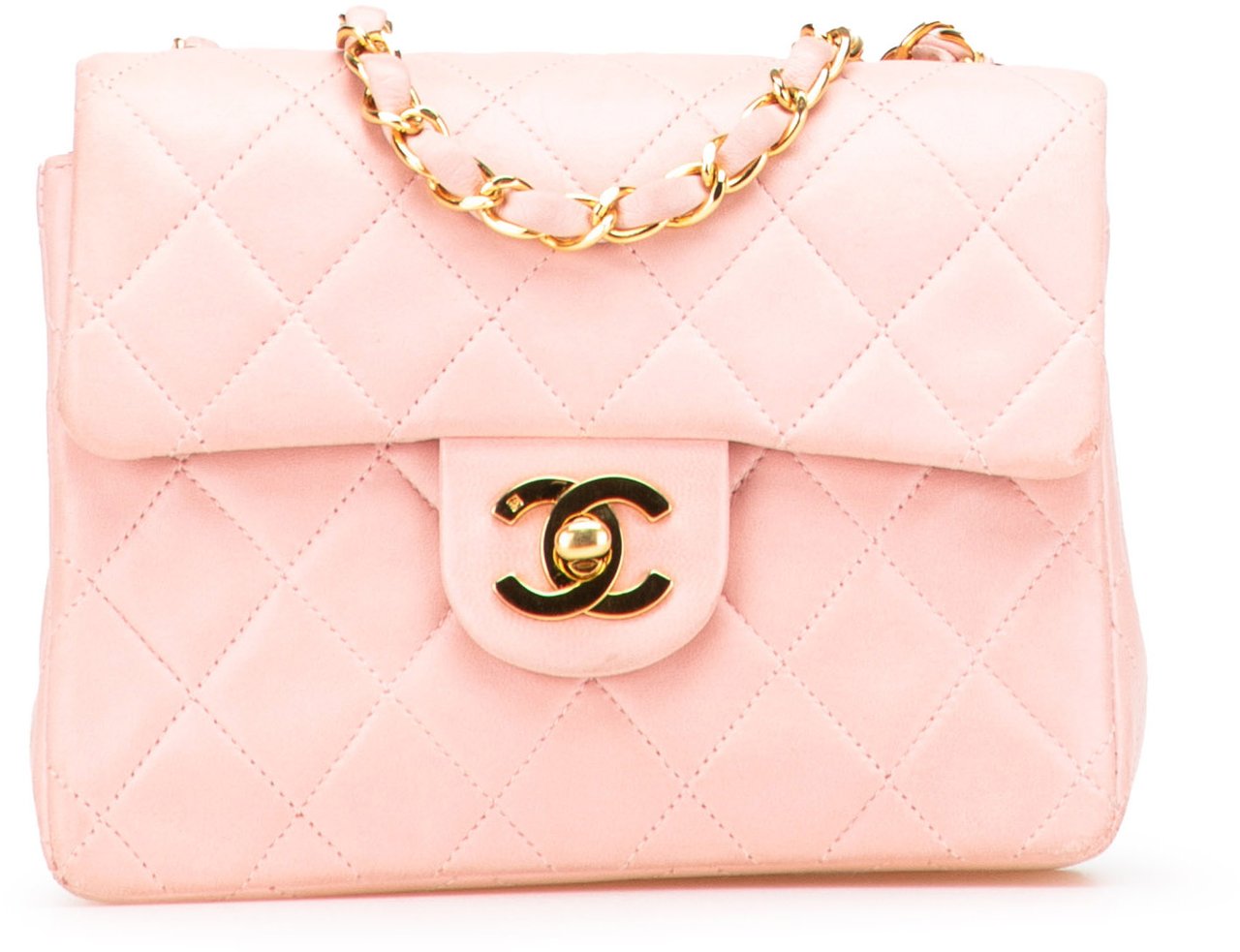 Chanel Mini Square Classic Lambskin Single Flap Roze