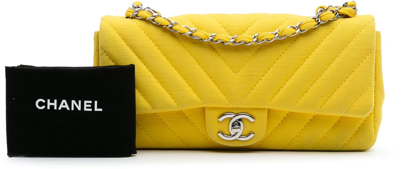 Chanel Chevron Jersey East West Flap Geel