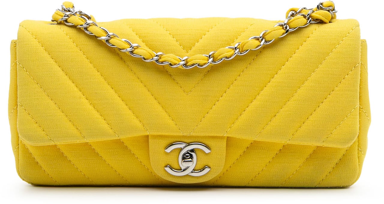 Chanel Chevron Jersey East West Flap Geel
