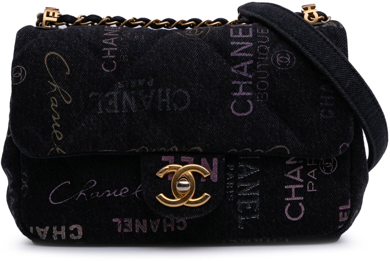 Chanel Mini Rectangular Quilted Denim Mood Flap Grijs