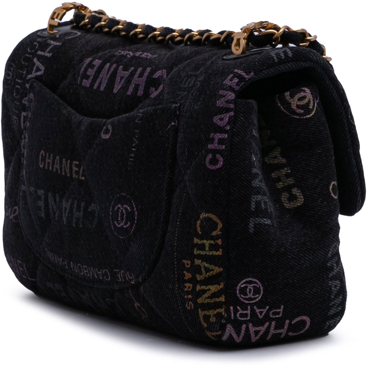 Chanel Mini Rectangular Quilted Denim Mood Flap Grijs