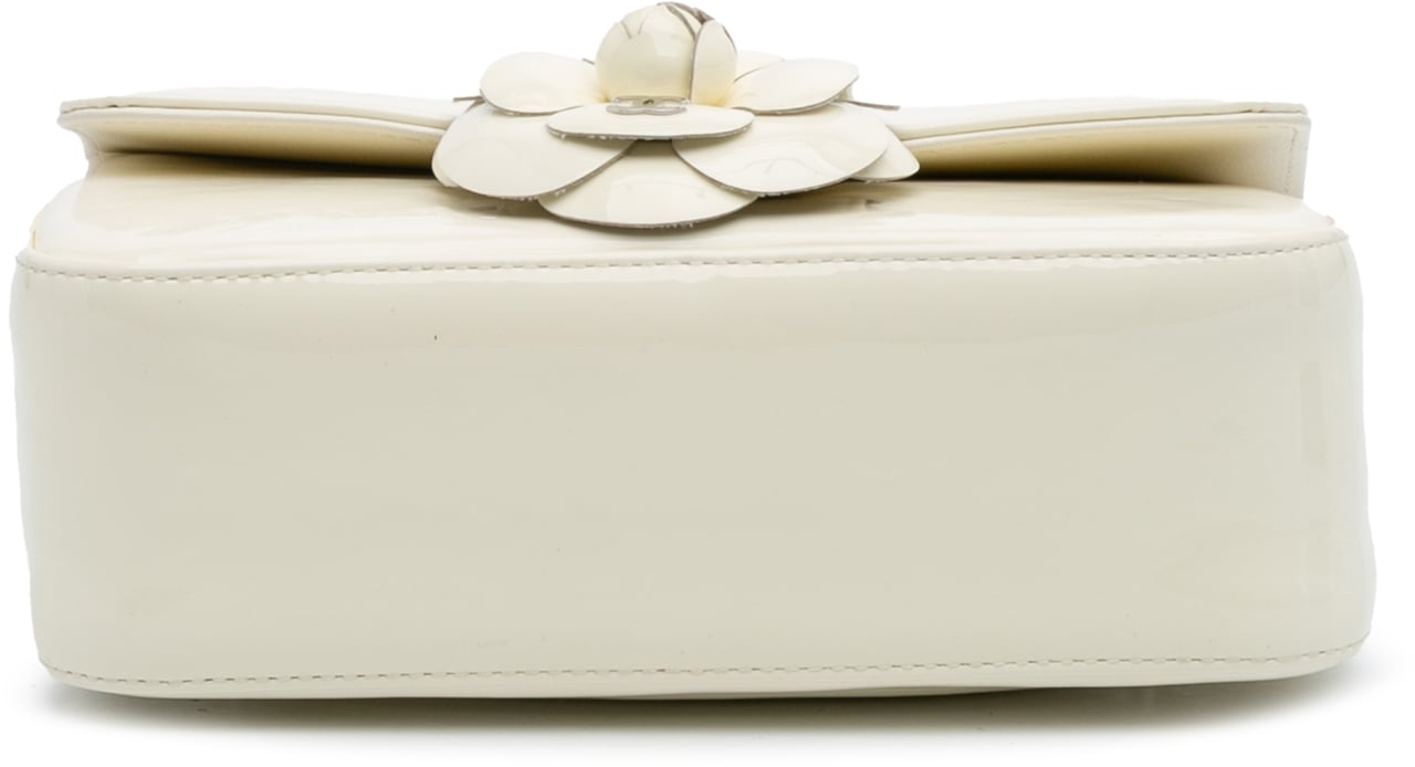 Chanel Small Patent Camellia Single Flap Wit