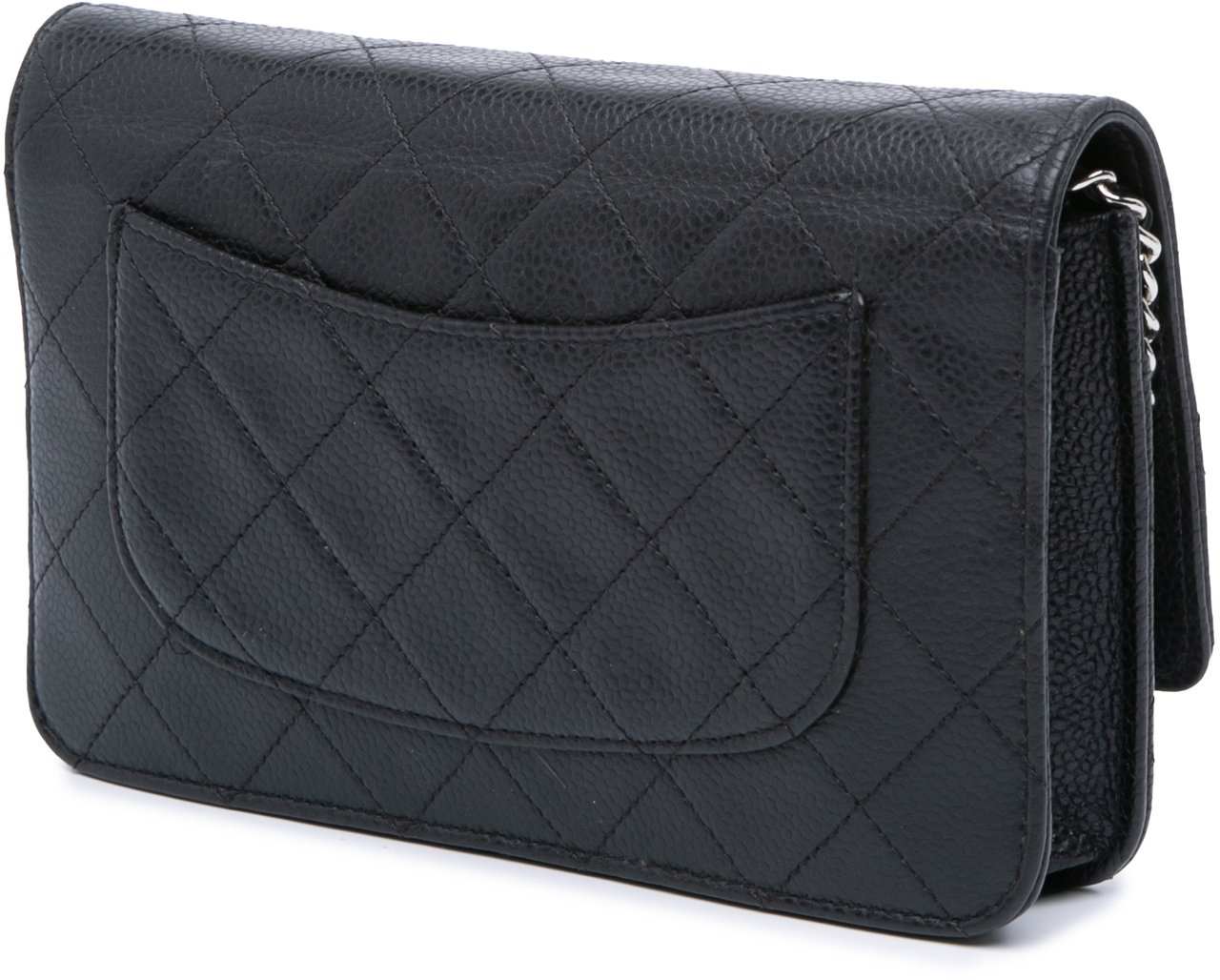 Chanel CC Quilted Caviar Wallet on Chain Zwart