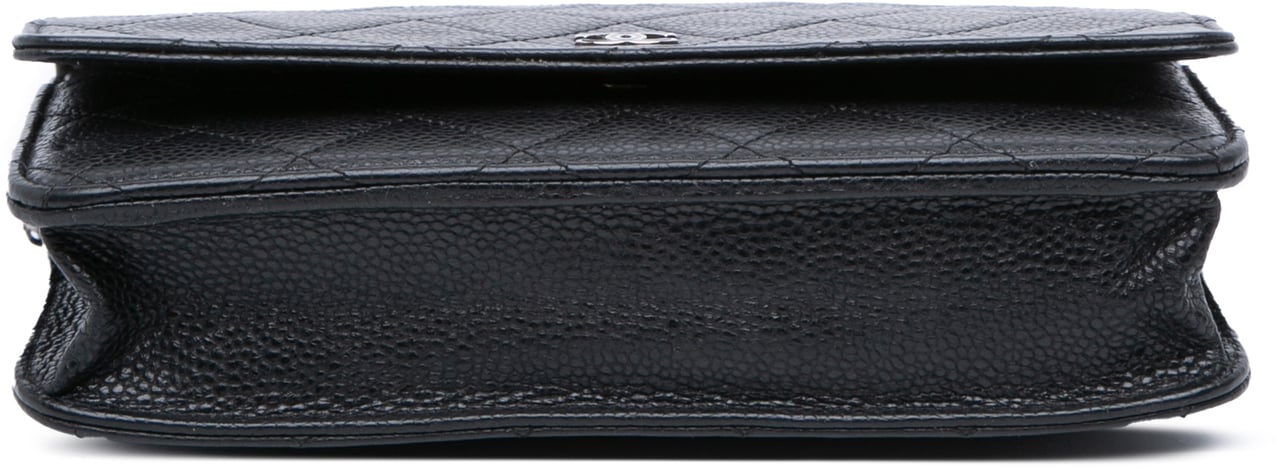 Chanel CC Quilted Caviar Wallet on Chain Zwart