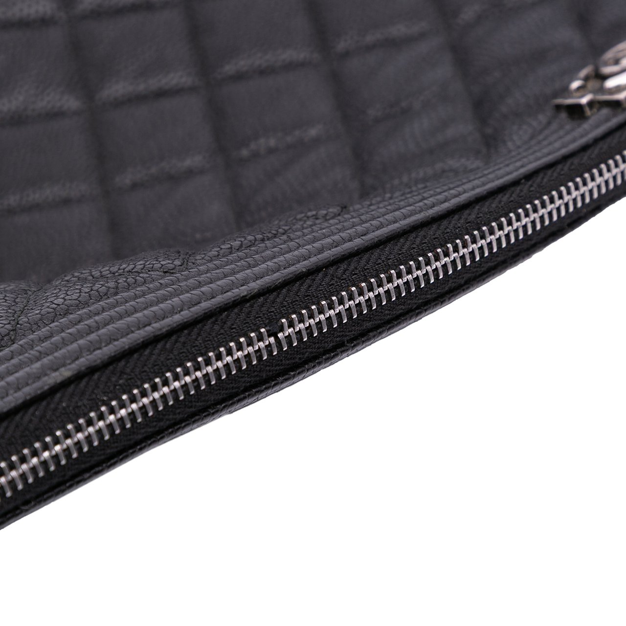 Chanel Large Quilted Caviar Boy O Case Clutch Zwart