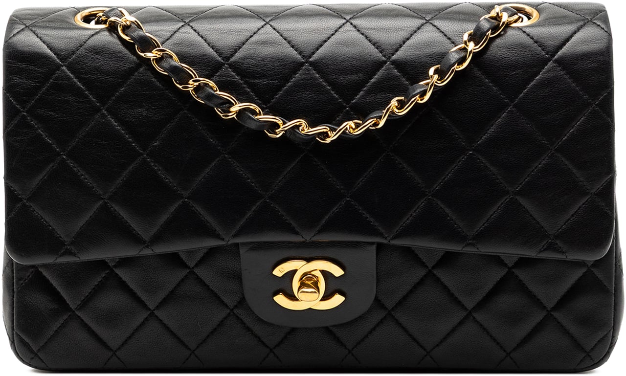 Chanel Medium Classic Lambskin Double Flap Zwart