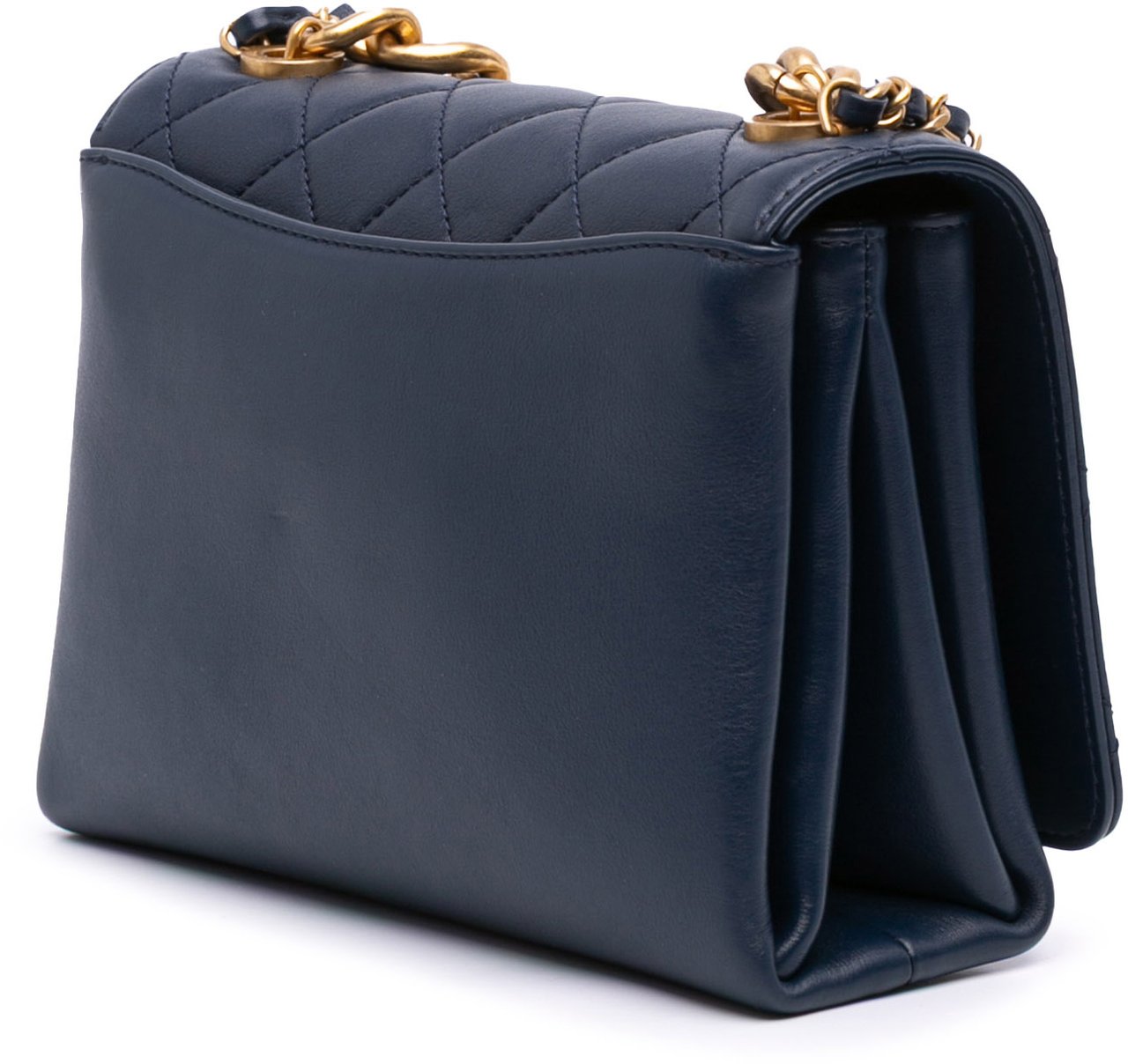 Chanel Mini Quilted Lambskin Pearl Chain Flap Blauw