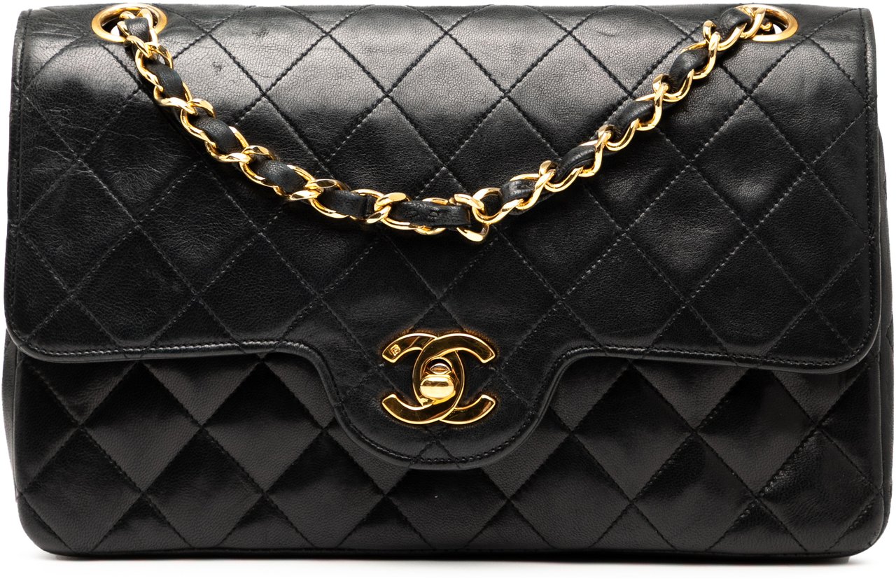 Chanel Small CC Quilted Lambskin Double Flap Zwart